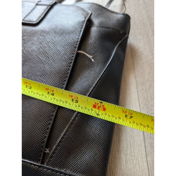 London Fog Black Leather-Like Large Tote Satchel Bag With Silver Hardware & Dual - Picture 10 of 11